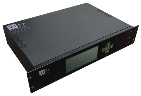 VIRA unified communication system: a 2U rack-mount unit with display and keypad